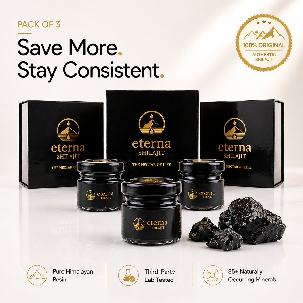 Pack Of 3 - Premium Himalayan Eterna Shilajit
