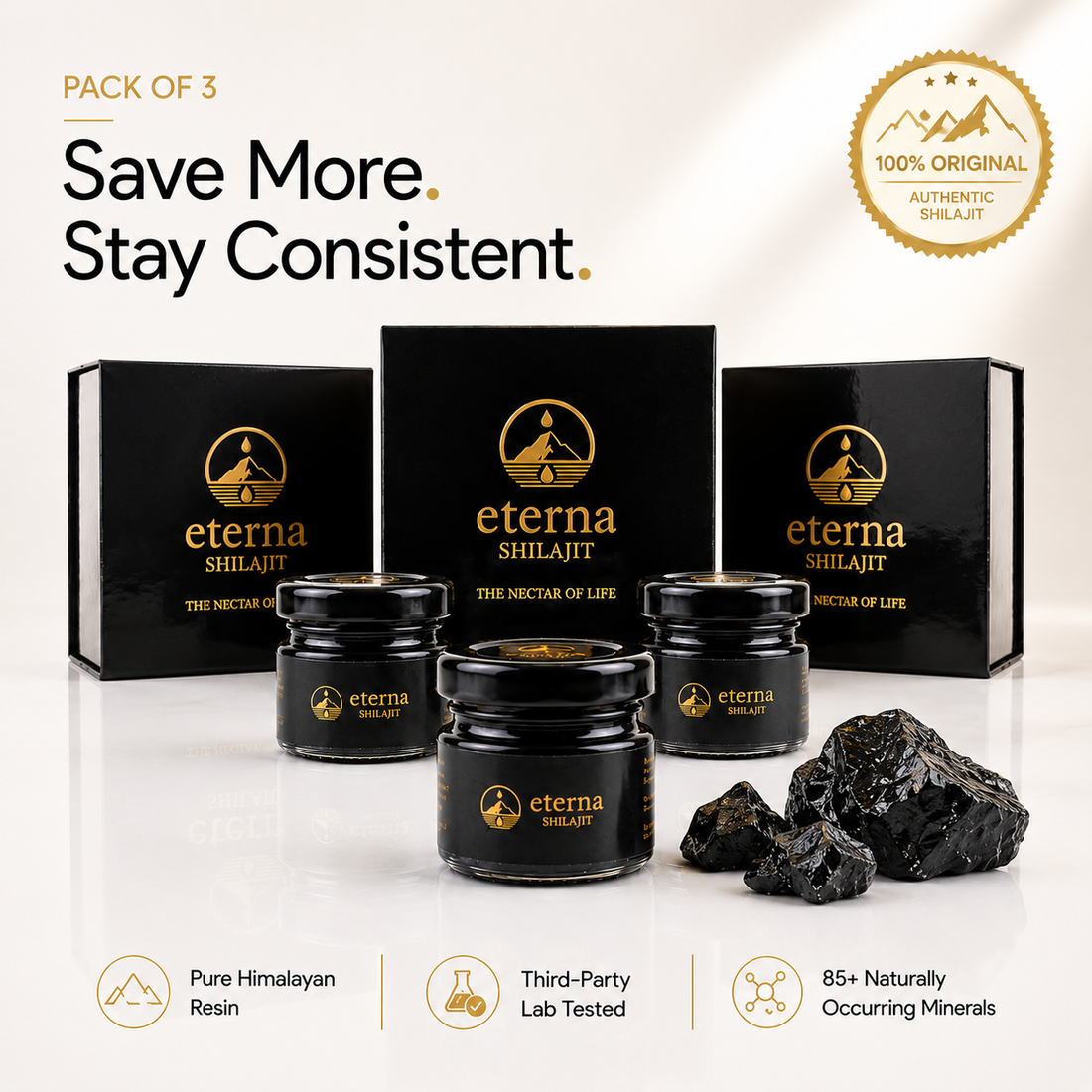 Pack Of 3 - Premium Himalayan Eterna Shilajit
